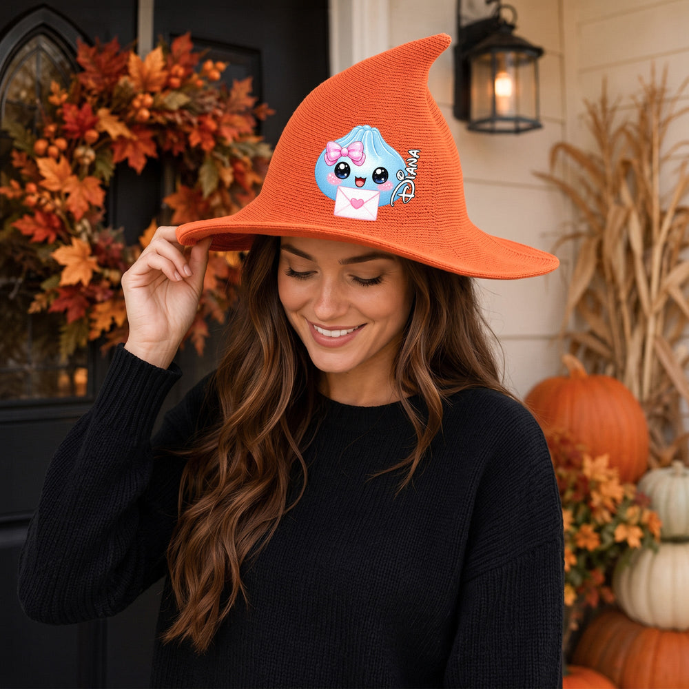 Personalized Cute Dumpling Witch Hat - Custom Halloween Costume Hat for Kids & Adults