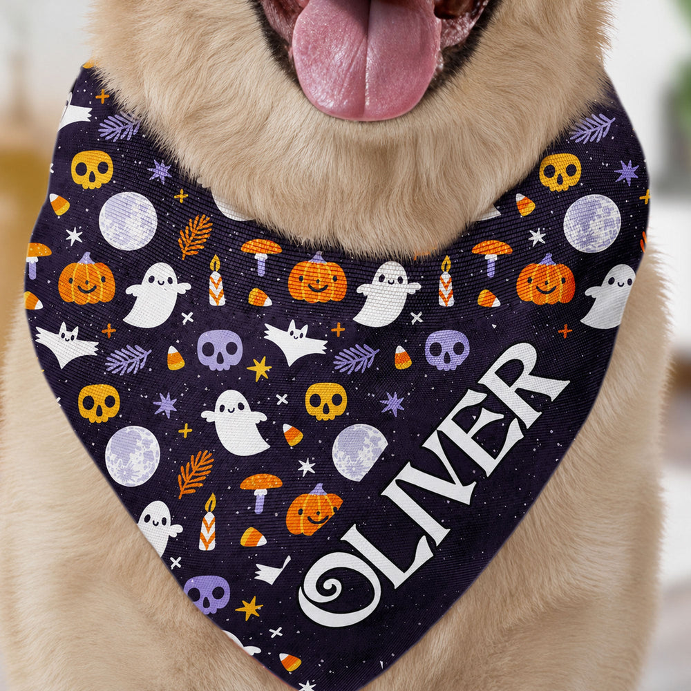 Personalized Halloween Pet Bandana Collar - Custom Dog Cat Costume Name Bandana Gift