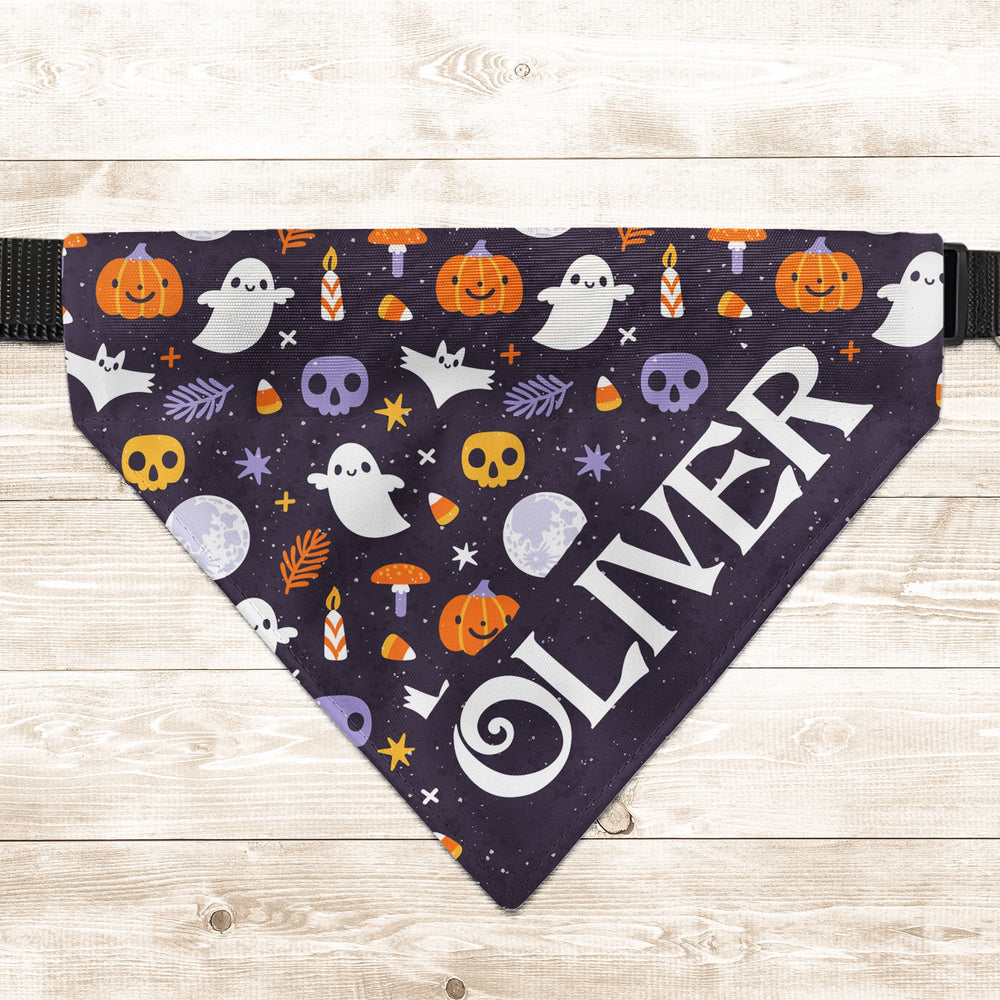 Personalized Halloween Pet Bandana Collar - Custom Dog Cat Costume Name Bandana Gift