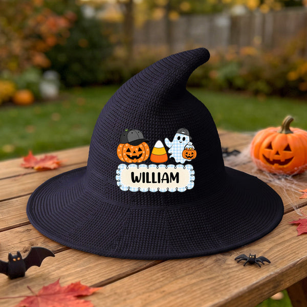 Personalized Halloween Witch Hat with Custom Name, Cute Spooky Costume Hat for Kids & Adults