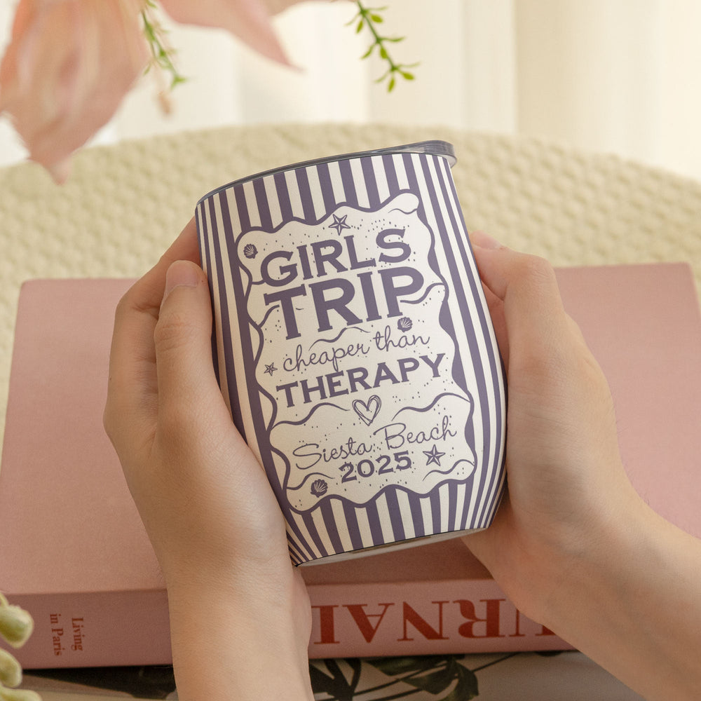 Custom Name & Location For Family Trip Girls Trip Vacations - Personalized Wine Tumbler