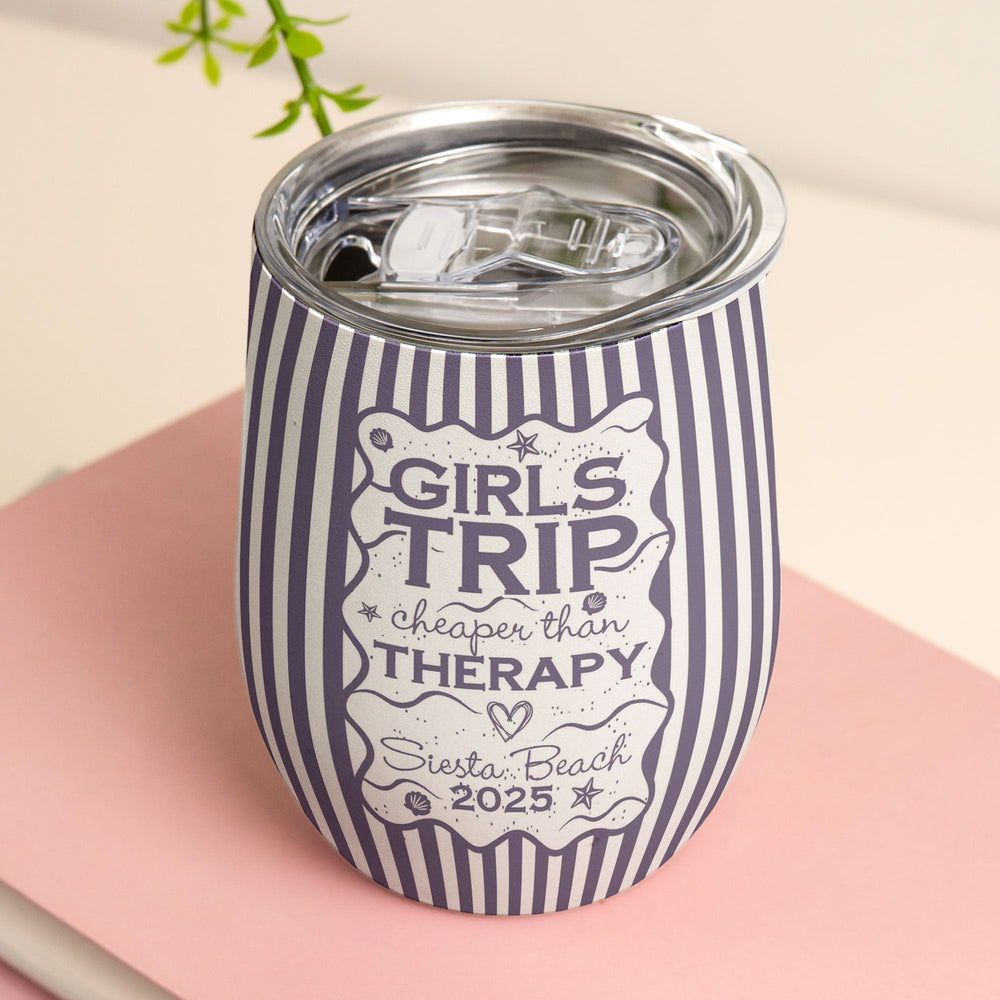 Custom Name & Location For Family Trip Girls Trip Vacations - Personalized Wine Tumbler