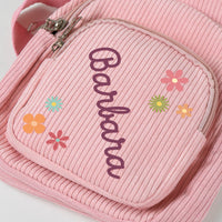 Personalized Name Monogram Corduroy Sling Bag for Kids