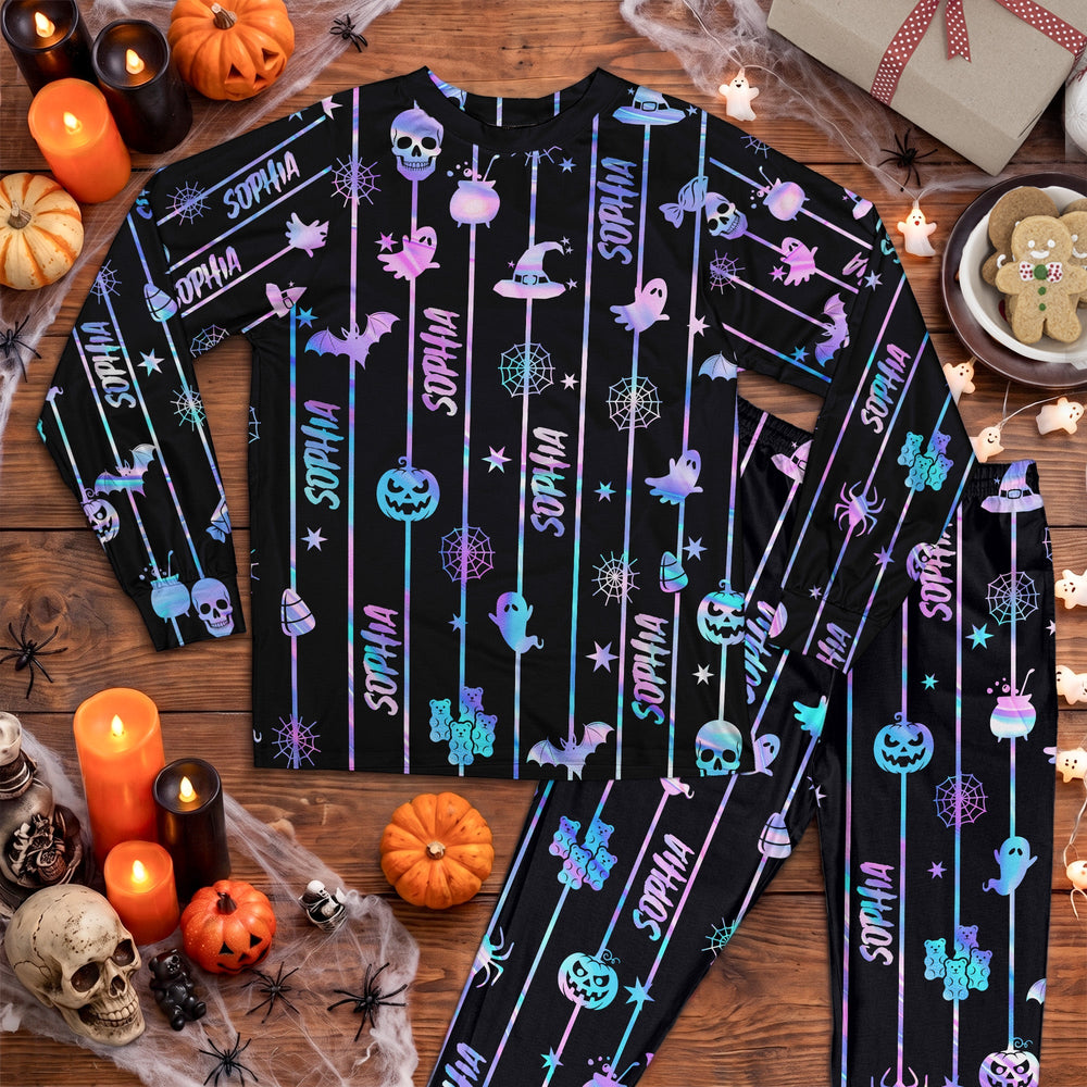 Personalized Halloween Pajama Pants - Custom Name Matching Family Outfits