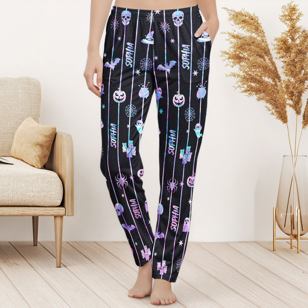 Custom Name Spooky Halloween Family Lounge Pants - Personalized Pajamas