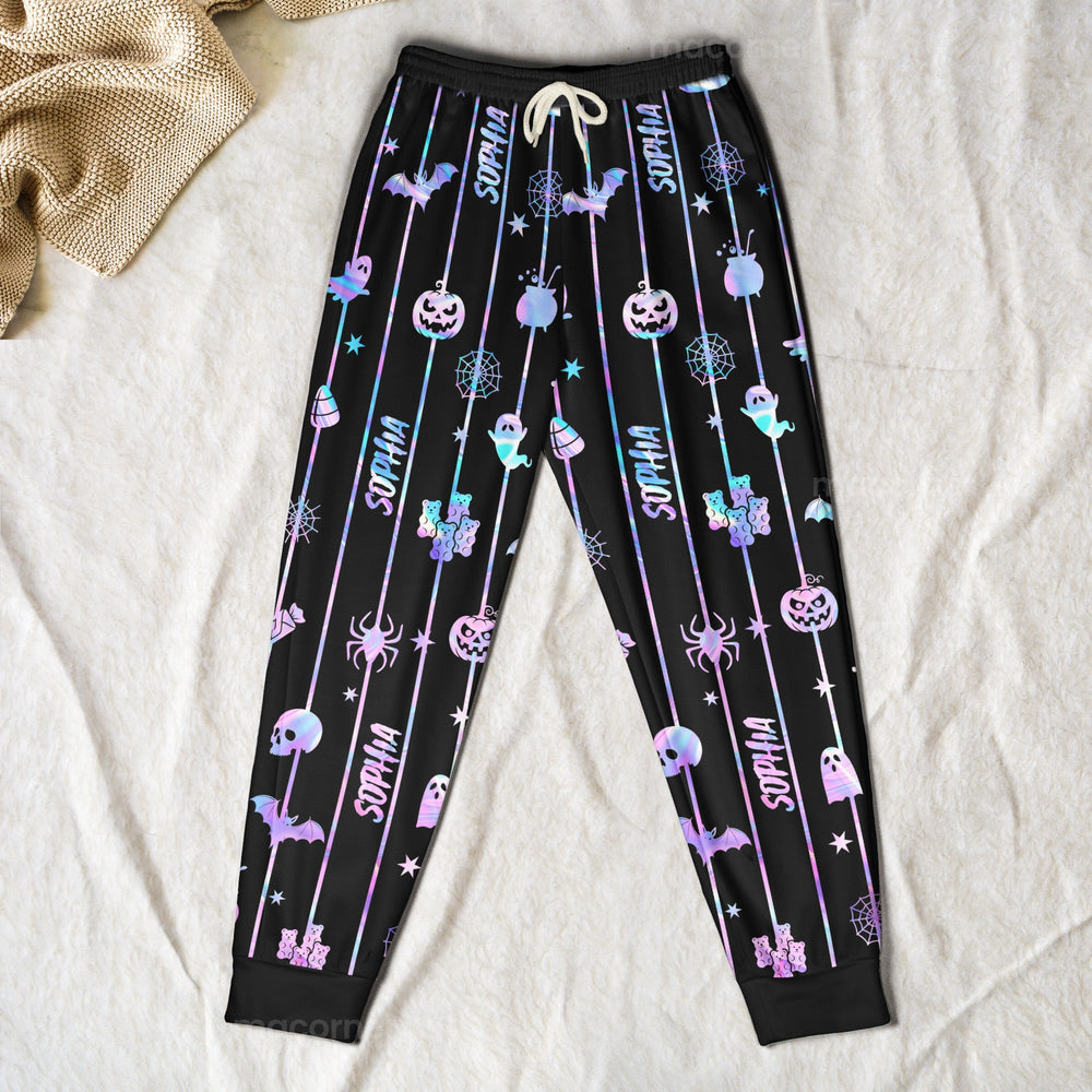 Custom Name Spooky Halloween Family Lounge Pants - Personalized Pajamas