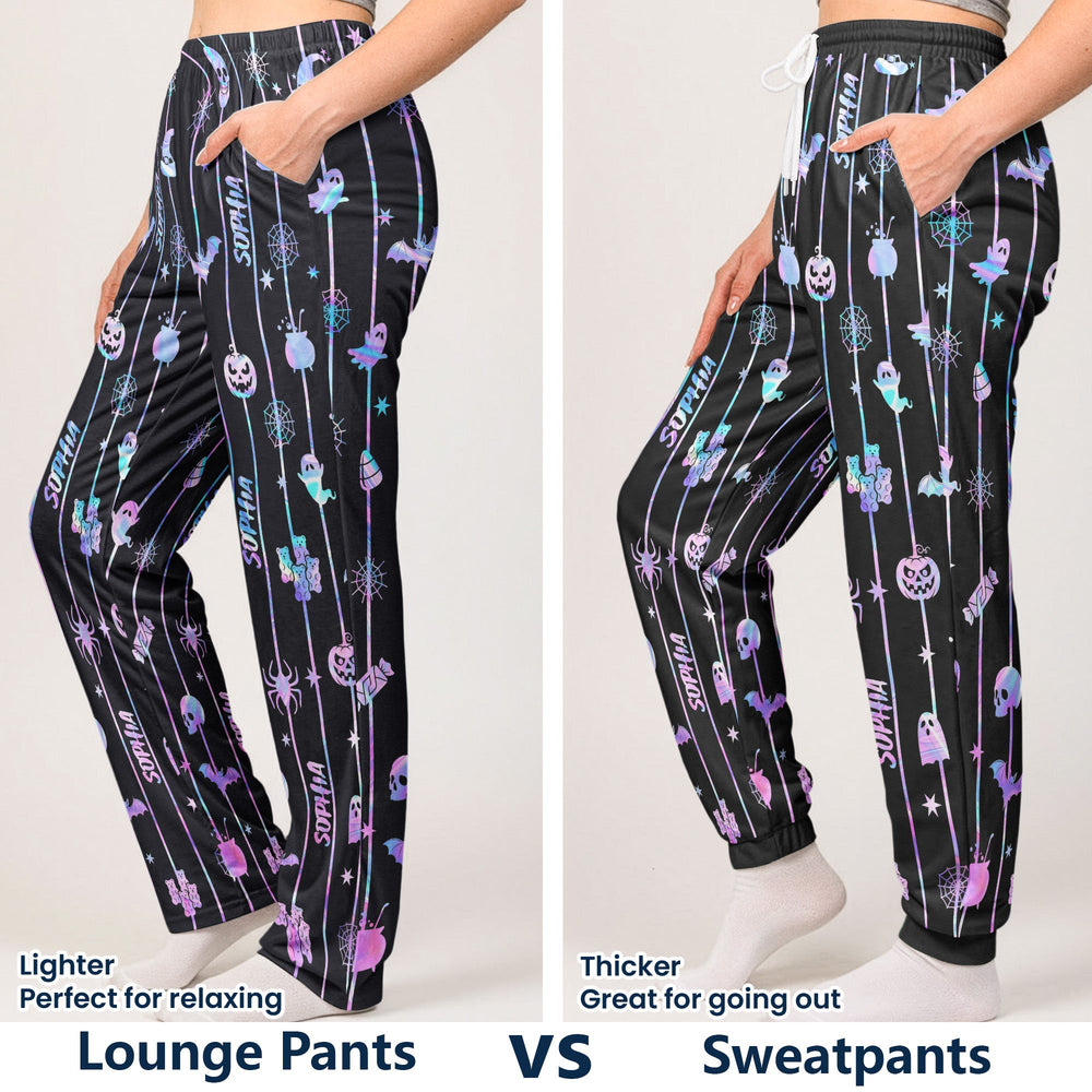 Custom Name Spooky Halloween Family Lounge Pants - Personalized Pajamas