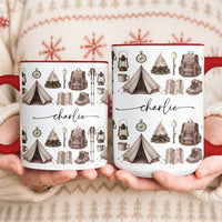 Custom Name Watercolor Camping Mug - Personalized Mug
