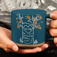 Personalized Love Tree Ceramic Mug - Custom Initials Anniversary Gift for Couples