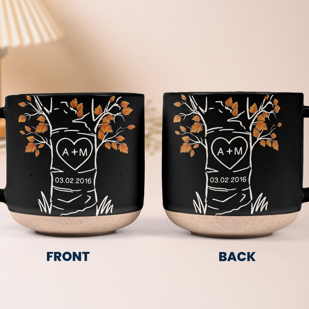 Personalized Love Tree Ceramic Mug - Custom Initials Anniversary Gift for Couples