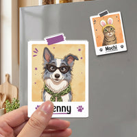 Personalized Colorful Cartoon Pet Portrait Acrylic Magnet – Custom Photo Cat & Dog Gift