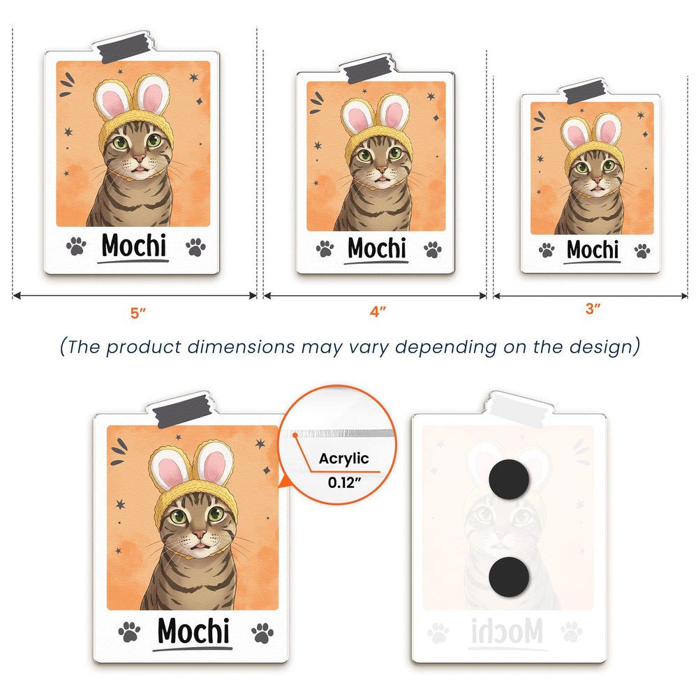 Personalized Colorful Cartoon Pet Portrait Acrylic Magnet – Custom Photo Cat & Dog Gift