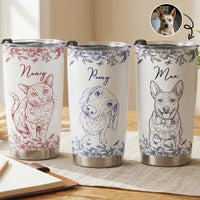 Custom Pet Portrait Cup Gift For Dog Lover, Cat Lover - Personalized Tumbler Cup
