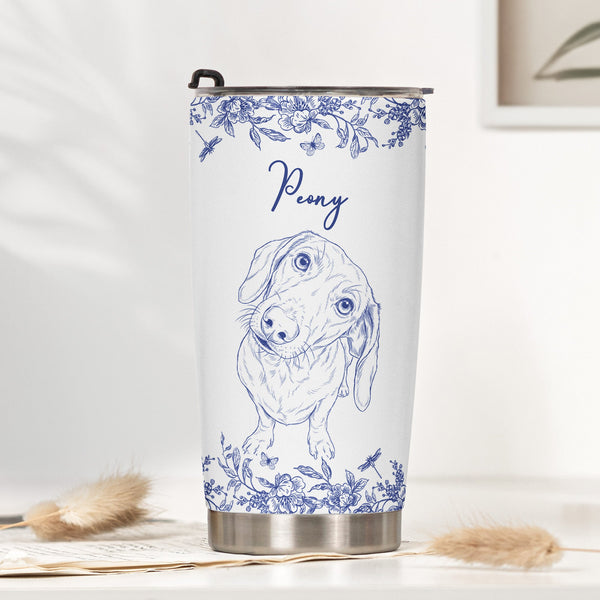 Custom Pet Portrait Cup Gift For Dog Lover, Cat Lover - Personalized Tumbler Cup
