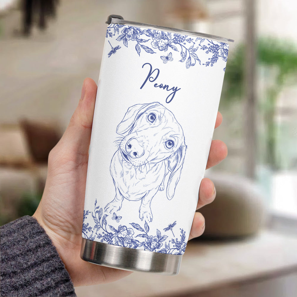 Custom Pet Portrait Cup Gift For Dog Lover, Cat Lover - Personalized Tumbler Cup