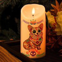 Custom Pet Portrait Day Of The Dead Mexican Hispanic Style - Personalized Candles