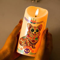 Custom Pet Portrait Day Of The Dead Mexican Hispanic Style - Personalized Candles
