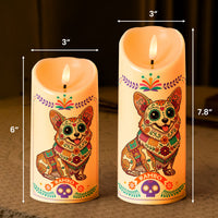 Custom Pet Portrait Day Of The Dead Mexican Hispanic Style - Personalized Candles