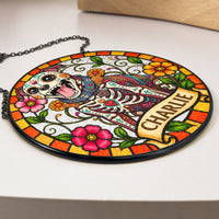 Custom Pet Portrait Day Of The Dead Style - Personalized Window Hanging Suncatcher