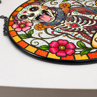 Custom Pet Portrait Day Of The Dead Style - Personalized Window Hanging Suncatcher