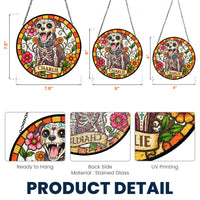 Custom Pet Portrait Day Of The Dead Style - Personalized Window Hanging Suncatcher