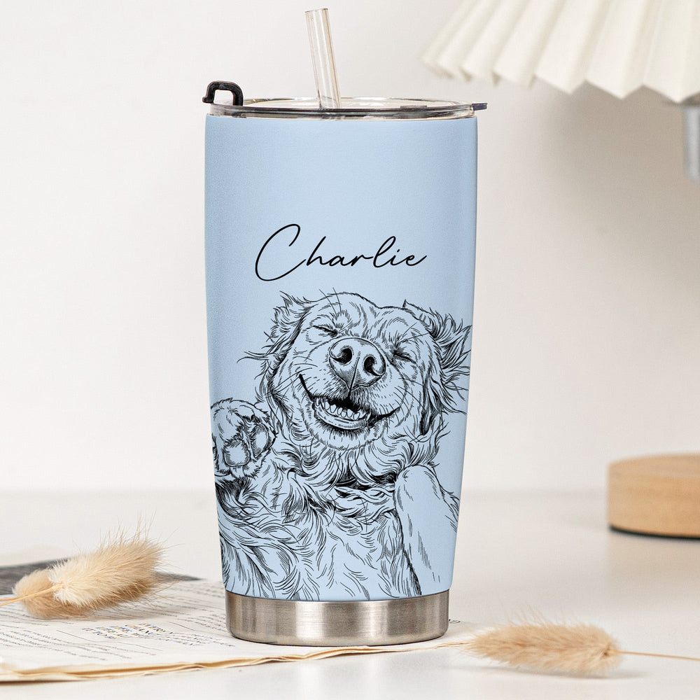 Custom Pet Portrait Gift For Dog Lover, Cat Lover - Personalized Tumbler