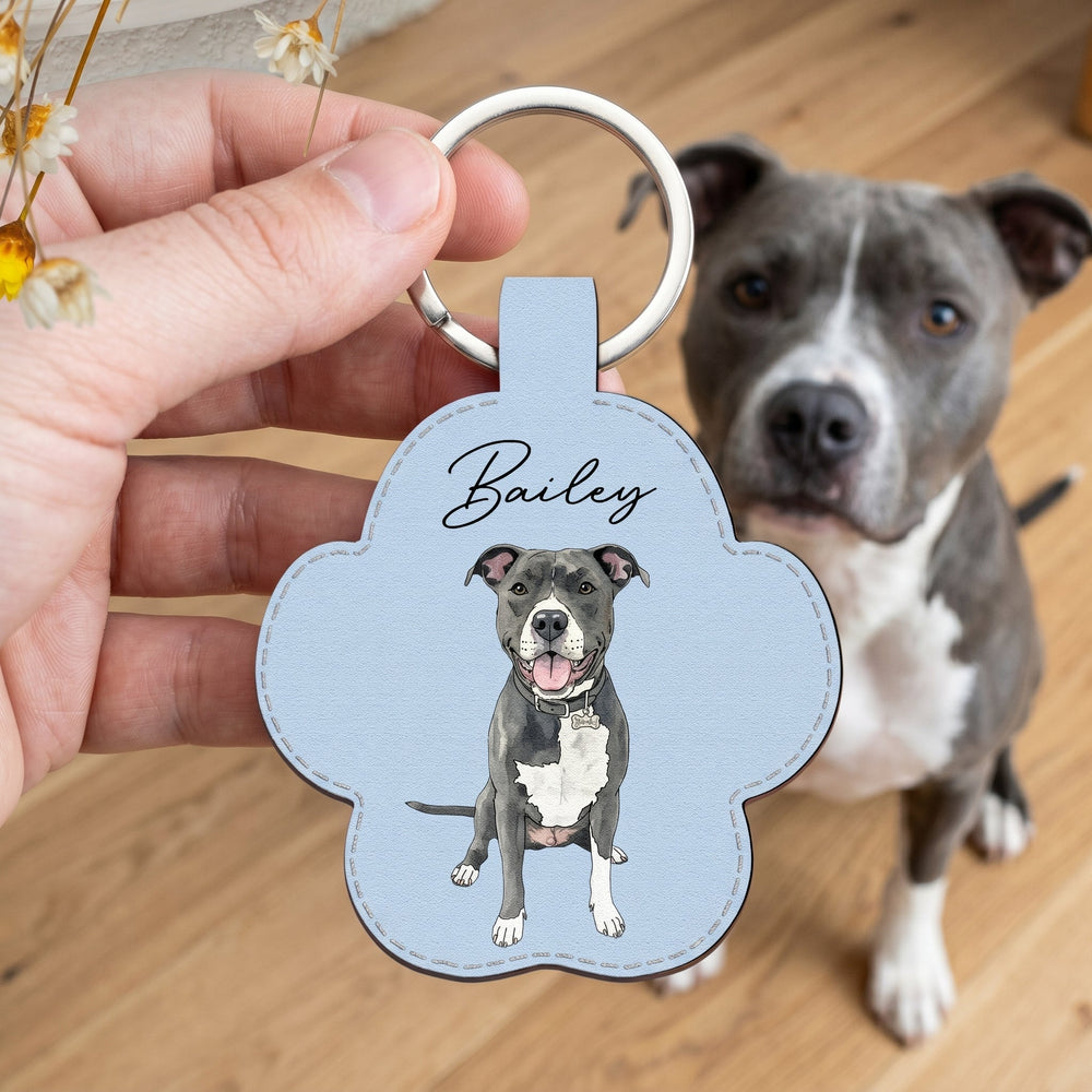 Custom Pet Portrait Gift For Dog Lover, Cat Lover Watercolor - Personalized Keychain