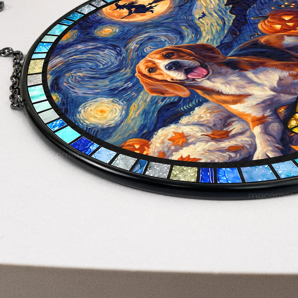 Custom Pet Portrait Halloween Van Gogh Art - Personalized Window Hanging Suncatcher