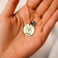 Custom Pet Portrait Line Art Memorial Gift For Dog Mom, Cat Mom - Personalized Necklace