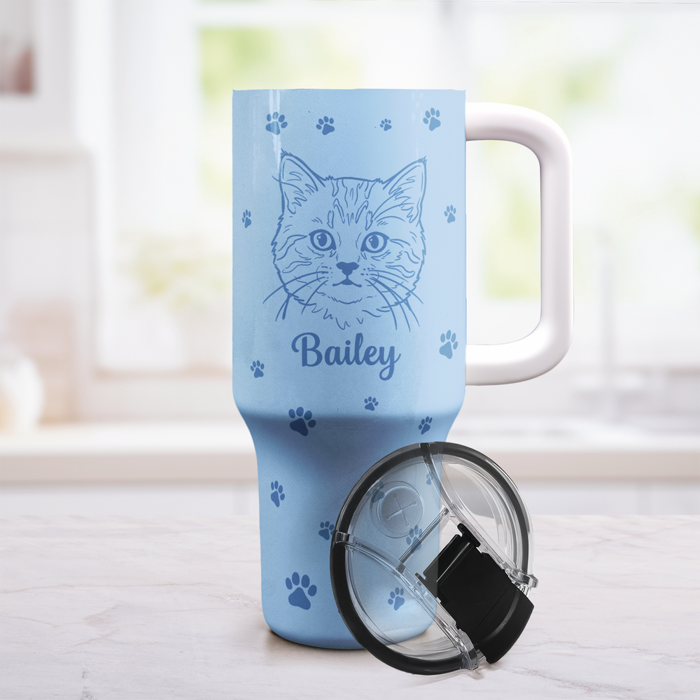 Custom Pet Portrait Line Art New Version For Dog Mom, Cat Mom - Personalized 40oz Tumbler