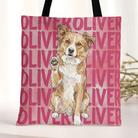 Custom Pet Portrait & Name Watercolor Style - Personalized Tote Bag