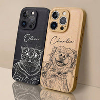 Custom Pet Portrait - Personalized Leather Phone Case