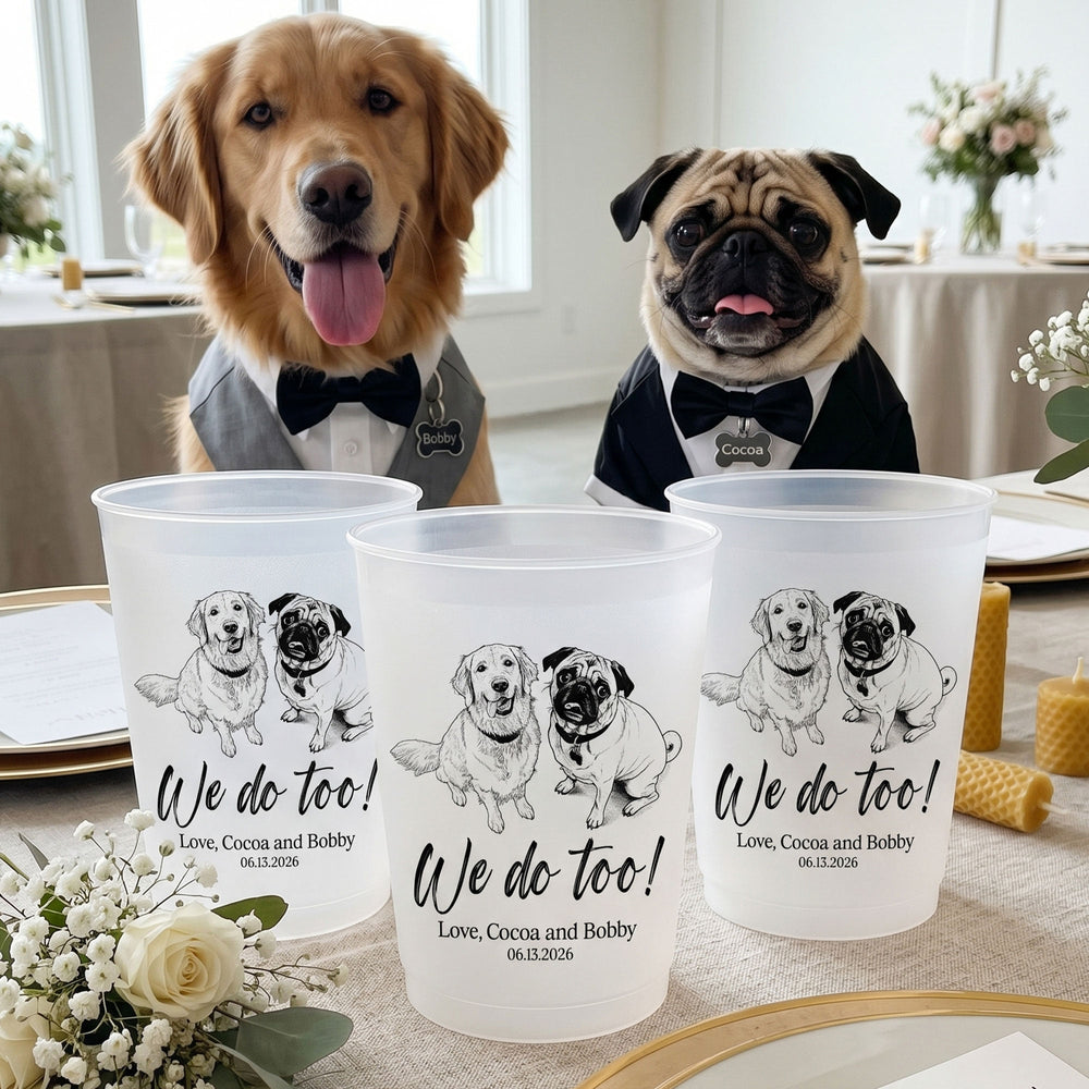 Custom Pet Portrait - Pet Wedding - Personalized Cups