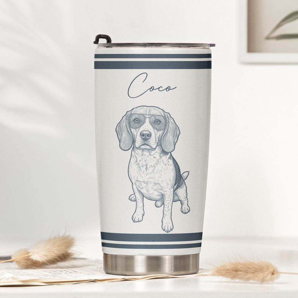 Custom Pet Portrait Sketch Art Vintage Retro Gift For Pet Lovers - Personalized Tumbler