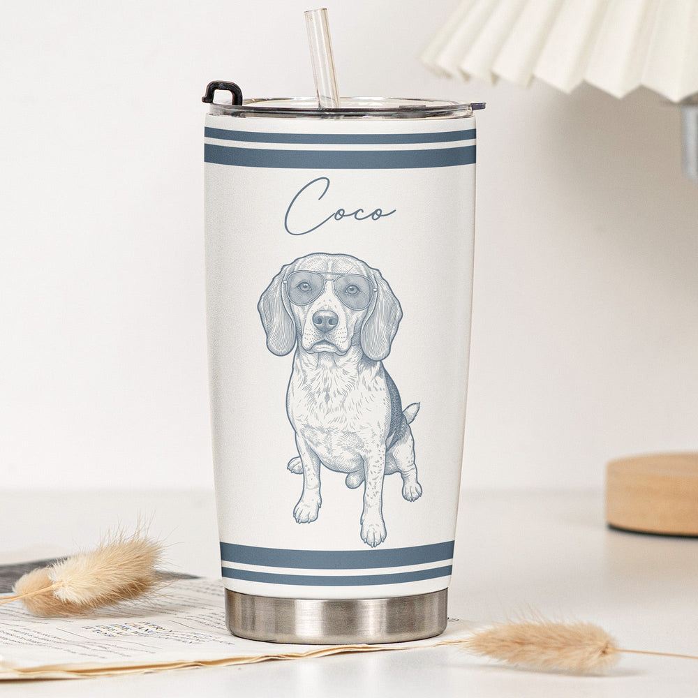 Custom Pet Portrait Sketch Art Vintage Retro Gift For Pet Lovers - Personalized Tumbler