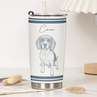 Custom Pet Portrait Sketch Art Vintage Retro Gift For Pet Lovers - Personalized Tumbler