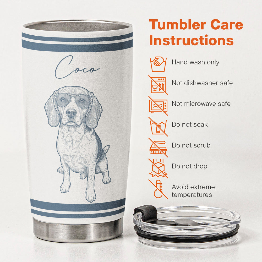 Custom Pet Portrait Sketch Art Vintage Retro Gift For Pet Lovers - Personalized Tumbler