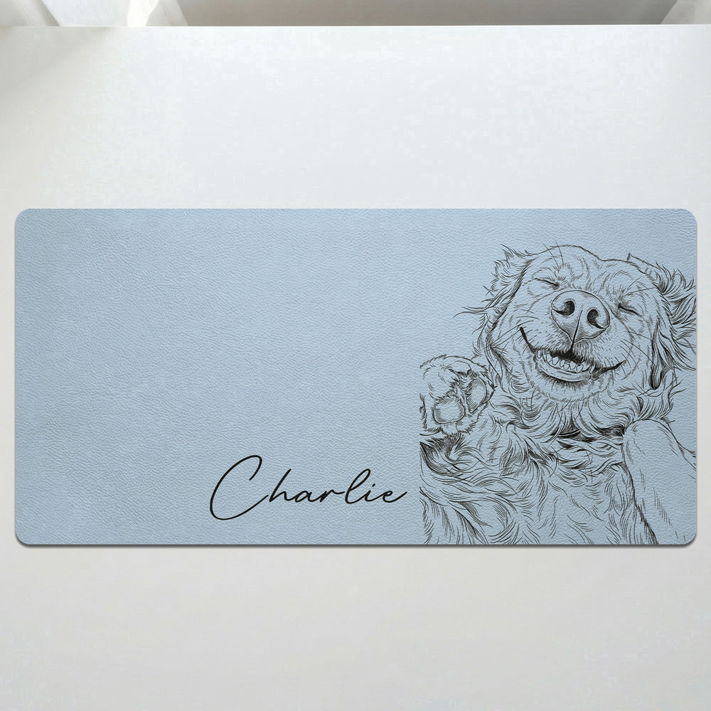 Custom Pet Portrait Sketch Line Art Gift For Pet Lovers - Personalized Desk Mat