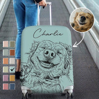 Custom Pet Portrait Sketch Line Art - Personalized Luggage Cover