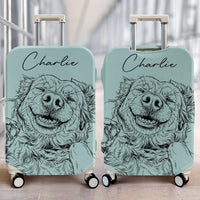 Custom Pet Portrait Sketch Line Art - Personalized Luggage Cover