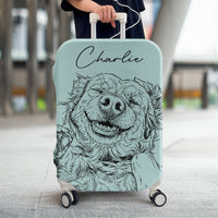 Custom Pet Portrait Sketch Line Art - Personalized Luggage Cover