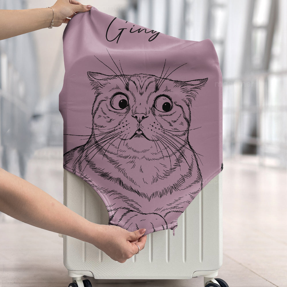 Custom Pet Portrait Sketch Line Art - Personalized Luggage Cover