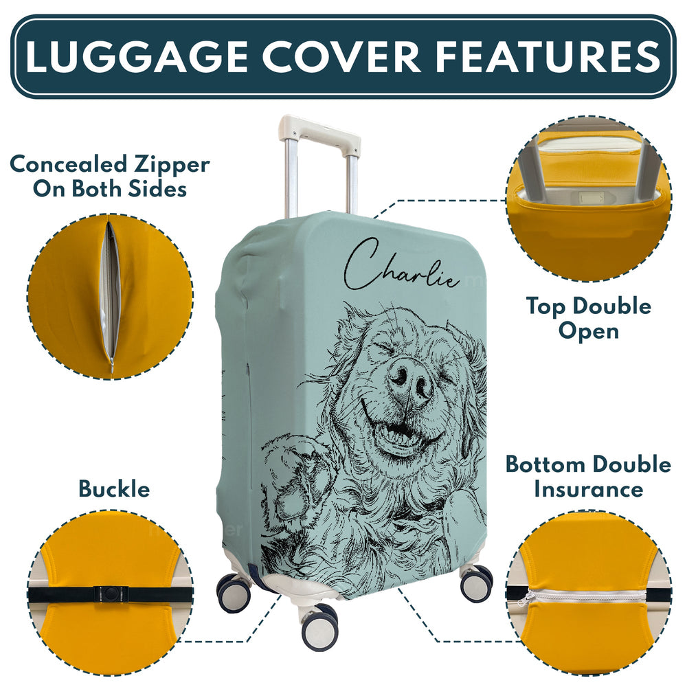 Custom Pet Portrait Sketch Line Art - Personalized Luggage Cover