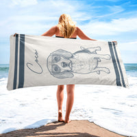 Custom Pet Portrait Sketch Line Art Summer Gift For Pet Lovers - Personalized Beach Towel