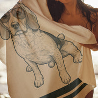 Custom Pet Portrait Sketch Line Art Summer Gift For Pet Lovers - Personalized Beach Towel