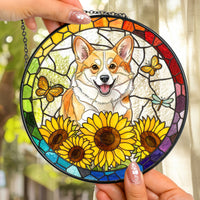 Custom Pet Portrait Stained Glass - Personalized Window Hanging Suncatcher