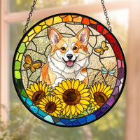Custom Pet Portrait Stained Glass - Personalized Window Hanging Suncatcher