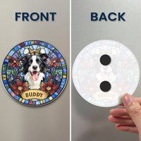 Custom Pet Portrait Stained Glass Style Gifts For Pet Owners - Personalized Magnet