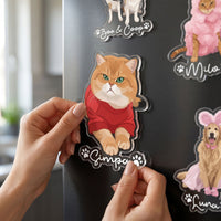 Custom Pet Portrait - Turn Photo Into Art, Gifts For Dog Lovers, Cat Lovers - Personalized Magnet