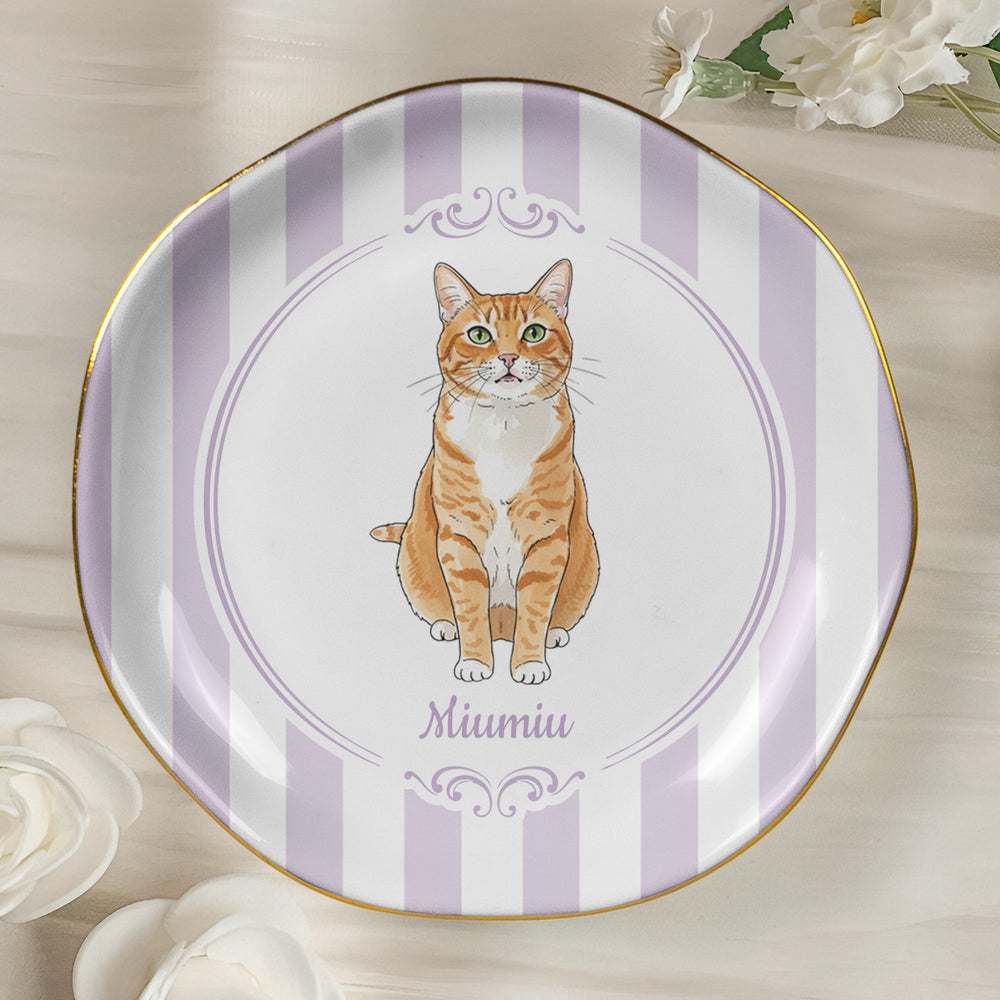 Custom Pet Portrait Watercolor Art Gift For Dog Mom, Cat Mom - Personalized Jewelry Dish